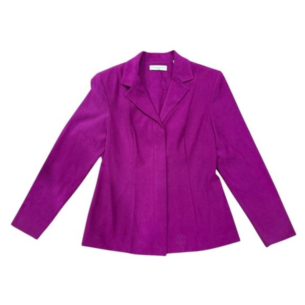 Vintage Amanda Smith Petite Blazer Womens 4P Magenta‎ Faux Suede Tailored Jacket